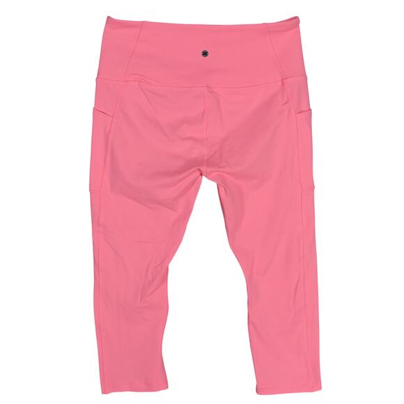RBX Capri Leggings Flamingo Pink Size Large Side Pockets High Waistband - Picture 3 of 7